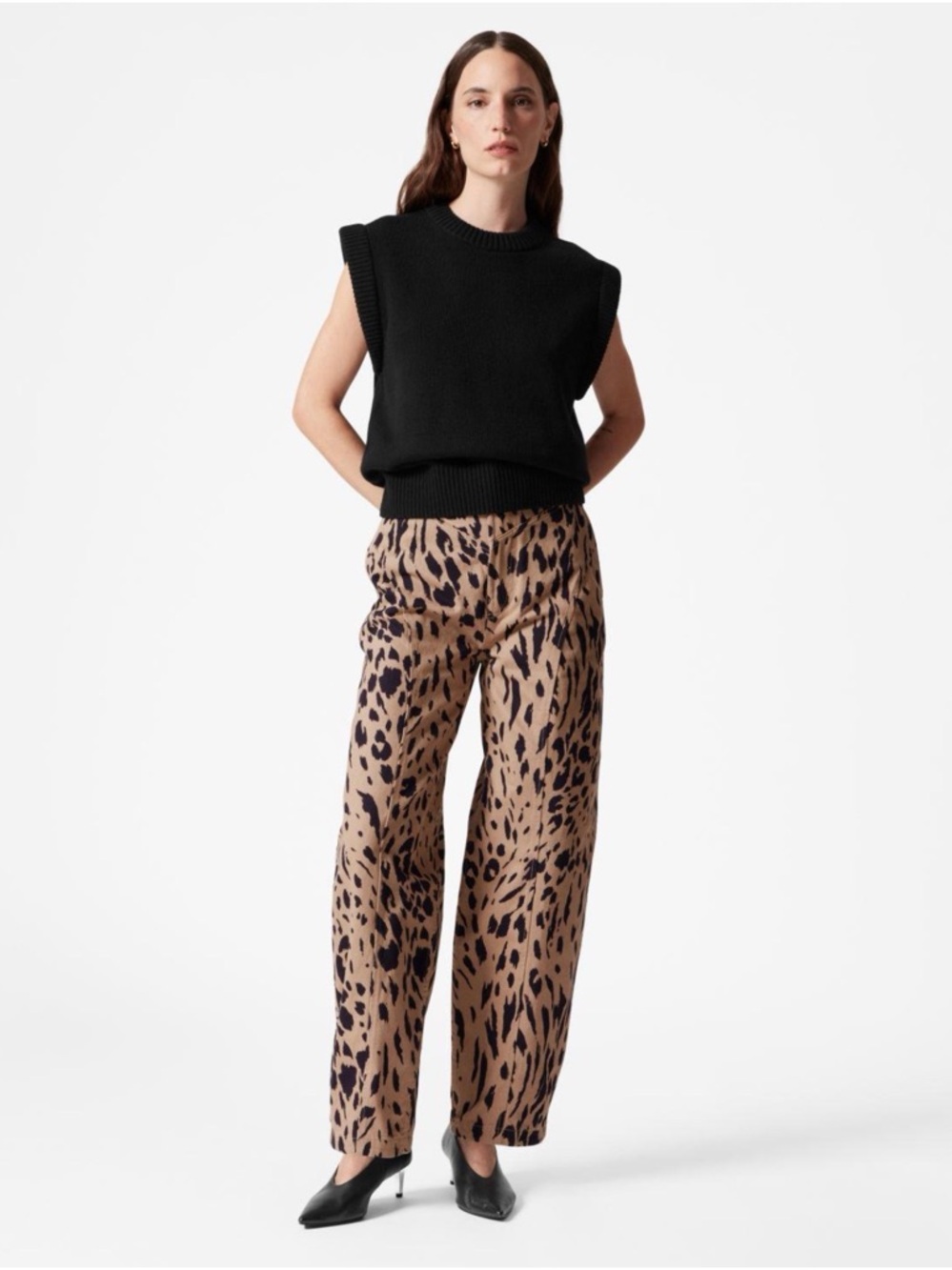 & Other Stories Animal Print Barrel Leg Pants Leopard Wide Leg Trousers